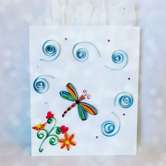 Quilling dragon-fly gift bag - Picture 1 of 3